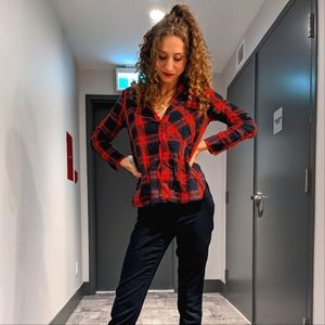 Zara plaid button down top xs